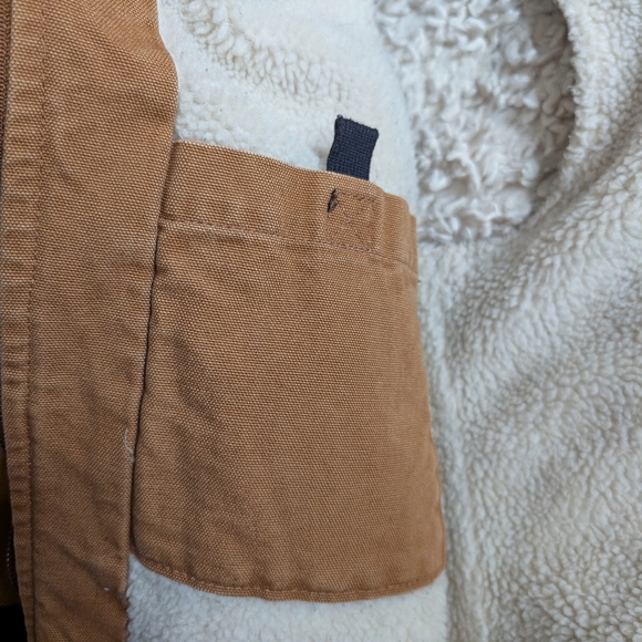 Medium Carhartt Sherpa-Lined Hooded Work Vest - Tan - Picture 7 of 9